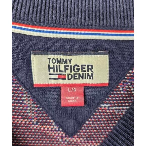 Vintage Tommy Hilfiger All Over Script Crew Sweater L 90s USA Streetwear Rare - Picture 7 of 13